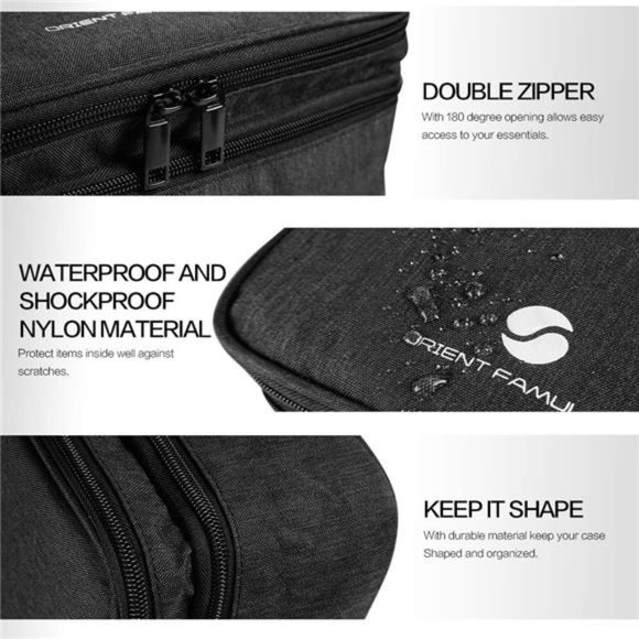 Electronics Organizer, Waterproof Bag Double Layer Large Shockproof - Black - Picture 3 of 6